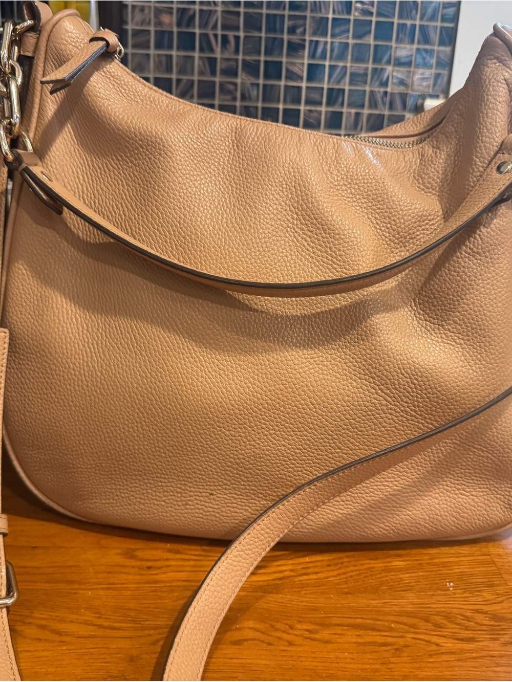 Kate Spade Leather Shoulder Hobo Bag - Tan